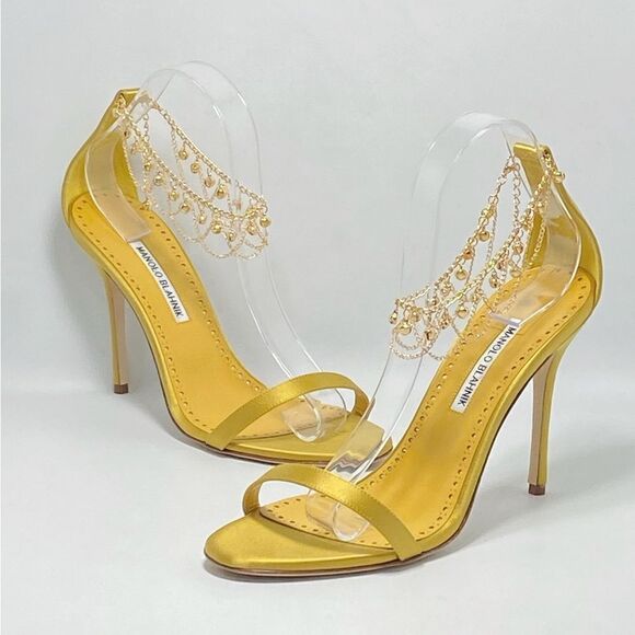 Manolo Blahnik Campanillasan 105MM Satin Sandals size 39.5 - Picture 3 of 12